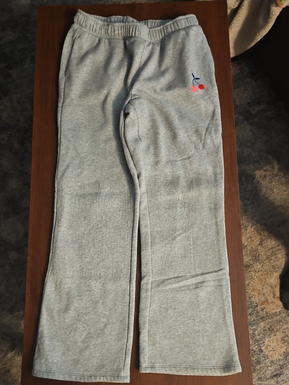 Cat & Jack Light Gray Sweatpants with Cherry Accent